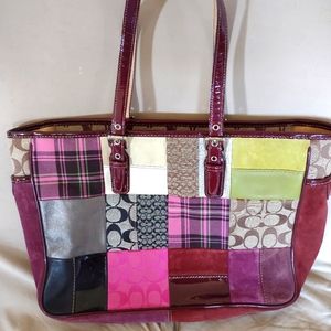 Coach Patchwork Purse, tiny small hole in patchwork shown in picture.